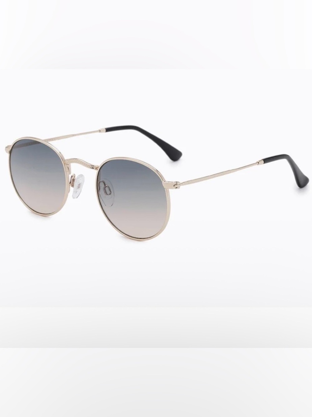 Carolina Lemke Round Gold Sunglasses with Gray Gradient Lenses